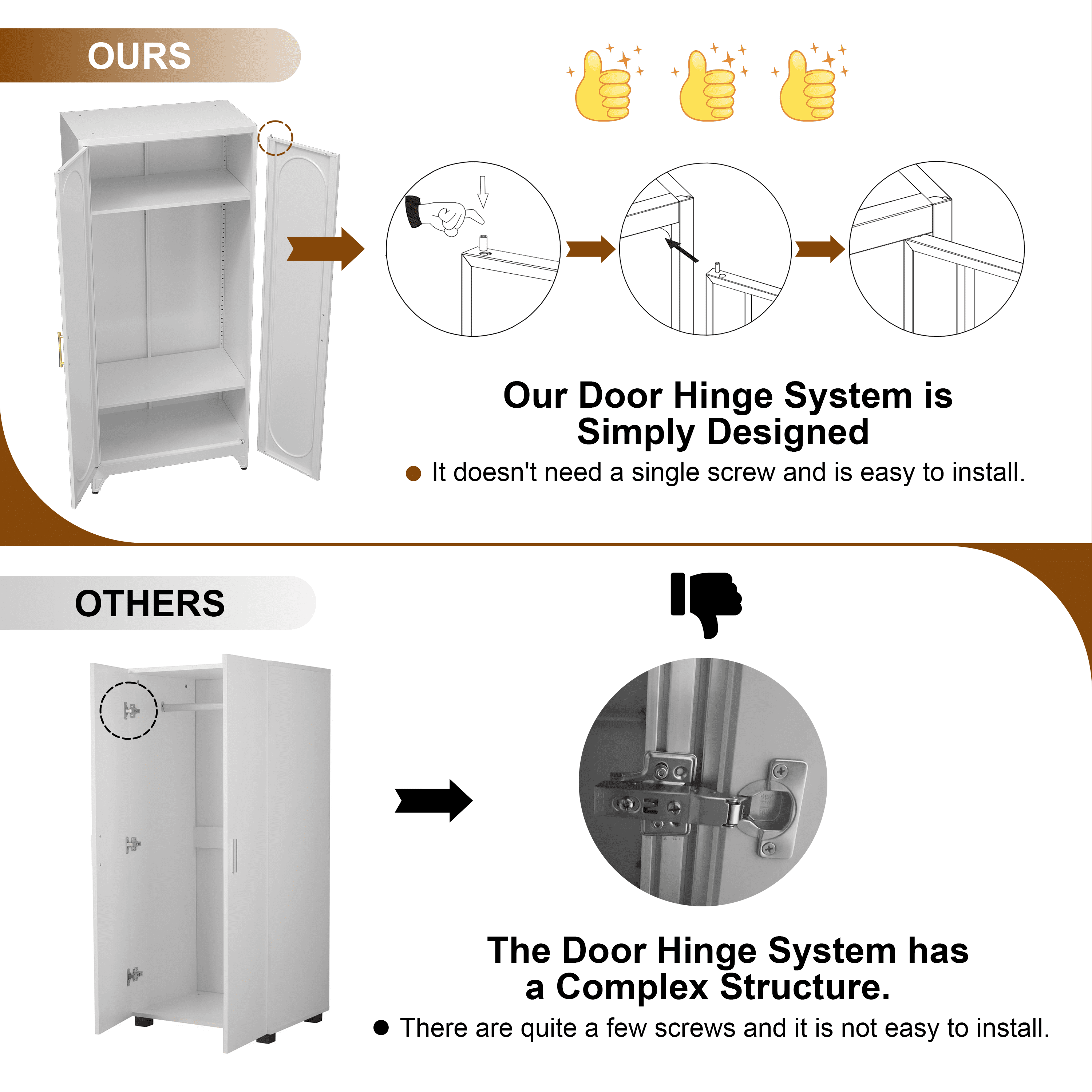Polup 71 H Modern Metal Sturdy Armoire Cabinet with Shelves and Hanging Rod, Adult Bedroom Wardrobe Closet with Doors