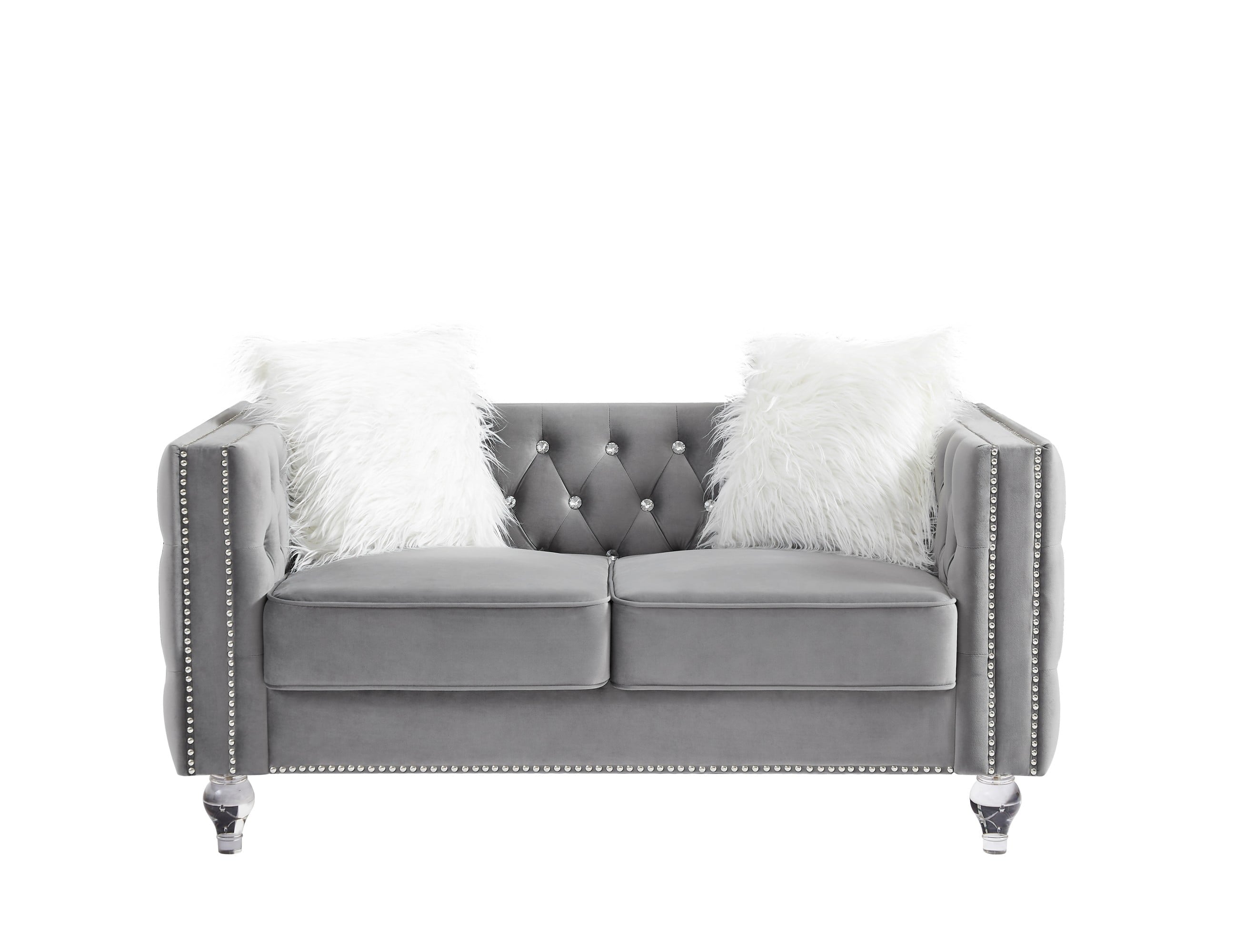Gewnee 86.6 Modern Sofa Couch,Teddy Velvet 3 Seaters Comfy Couch with Deep Seat for Living Room,2 Pillows,Beige