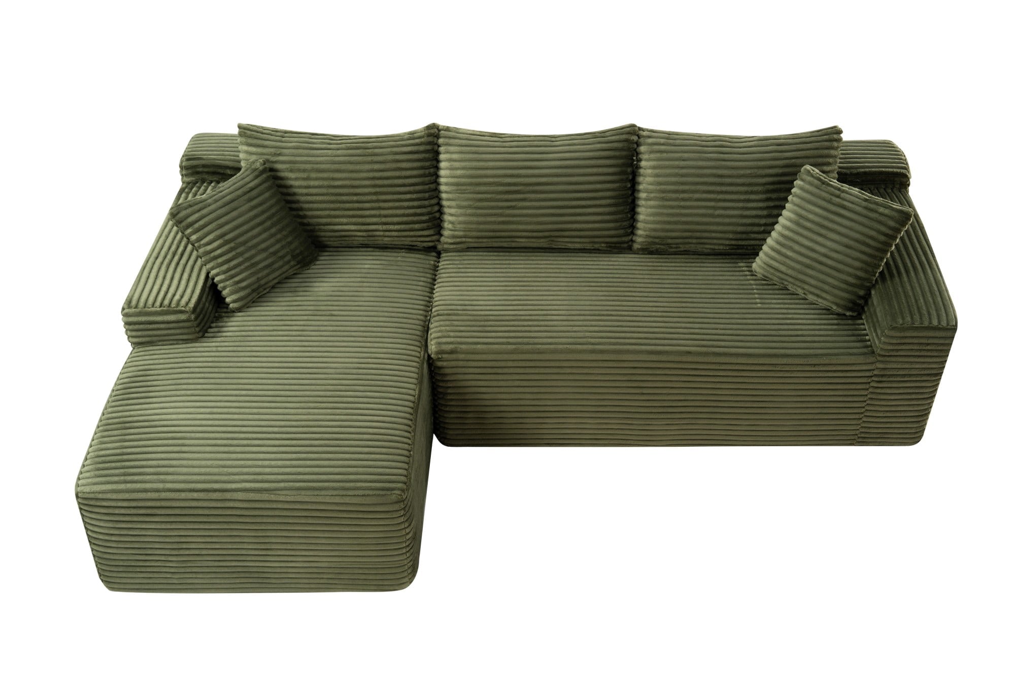 LLappuil 108 Sectional Sofa, Modular Sectional Couch with Left Chaise, Deep Seat Corduroy Cloud Sofa for Living Room Black