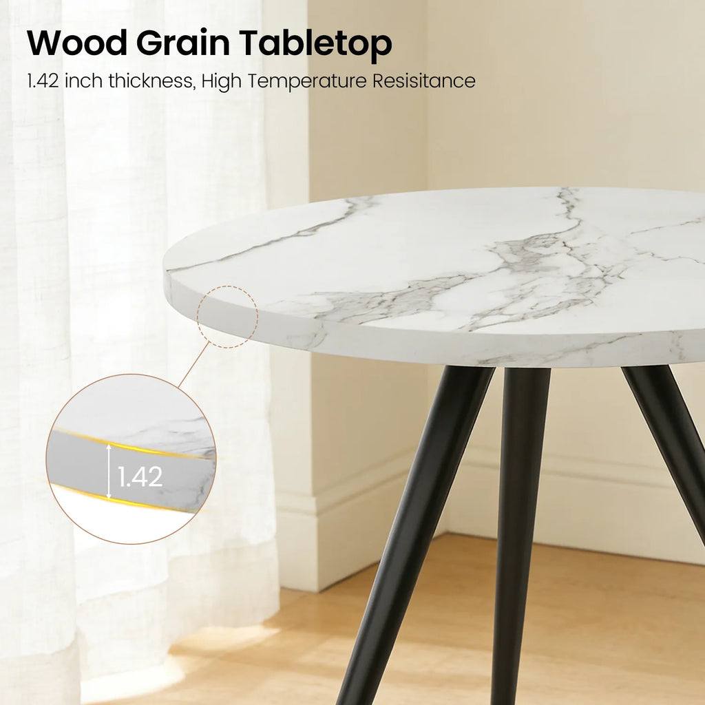 34.8 Round Dining Table for 4 People, Modern Circle Kitchen Table with Metal Legs for Kitchen, Dining Room, Apartment,Gray