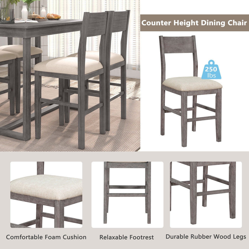 Harper & Bright Designs 5 Piece Dining Table Set Counter Height Dining Set with Classic Elegant Rectangel Table and 4 Padded Chairs for Kitchen Dining Room, Black and Beige