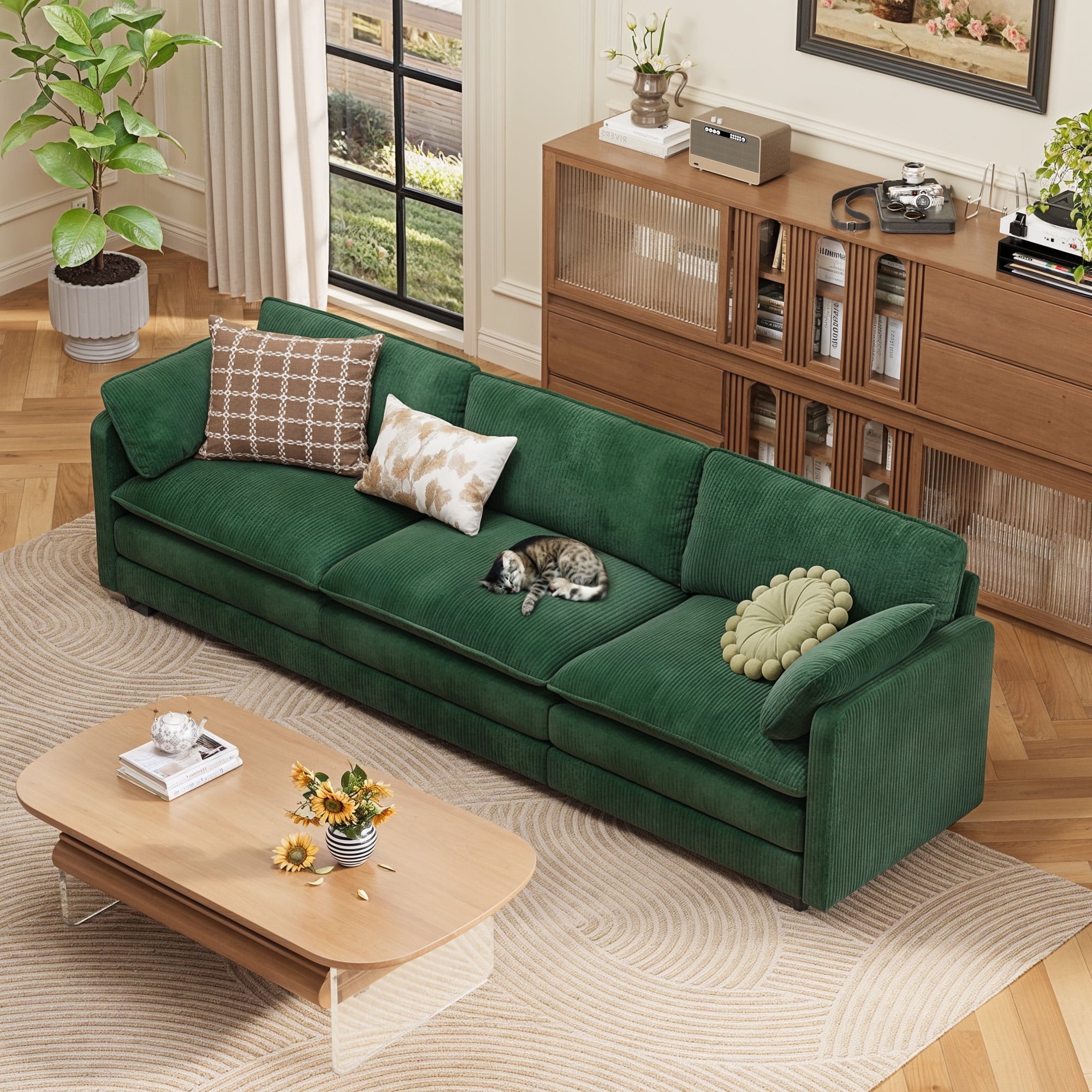 75’’ Cloud Couches for Living Room, Noelse L Shaped Modular Sofa with Deep Seats, 2 Seater Love Seat Couch with Removable Washable Corduroy Fabric for Living Room Bedroom and Apartment, Gray