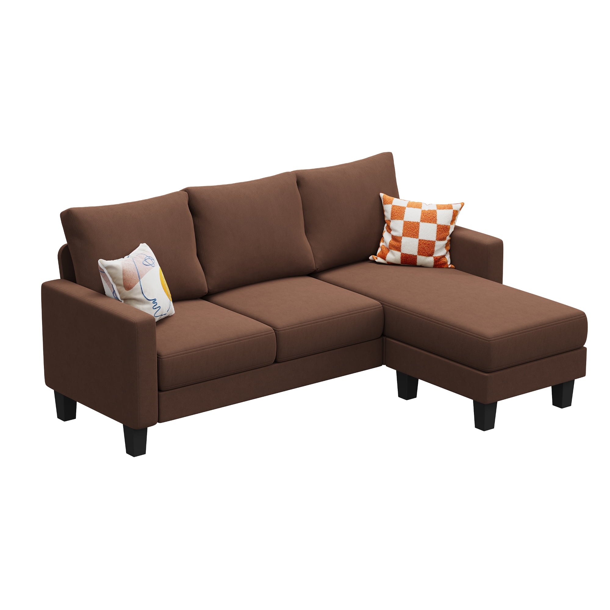 Vineego 72 L-Shaped Sectional Sofa with Ottoman Ergonomic Support Sofa Couch for Small Spaces Living Room, Apartment,Dark Gray