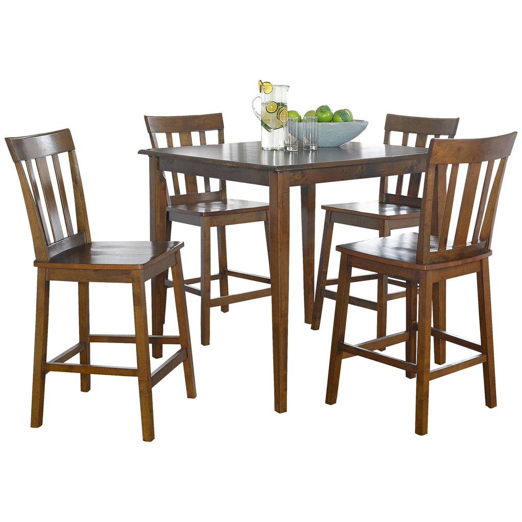 Mainstays 5 Piece Mission Counter Height Dining Set, Solid Wood, Cherry Color for Indoor