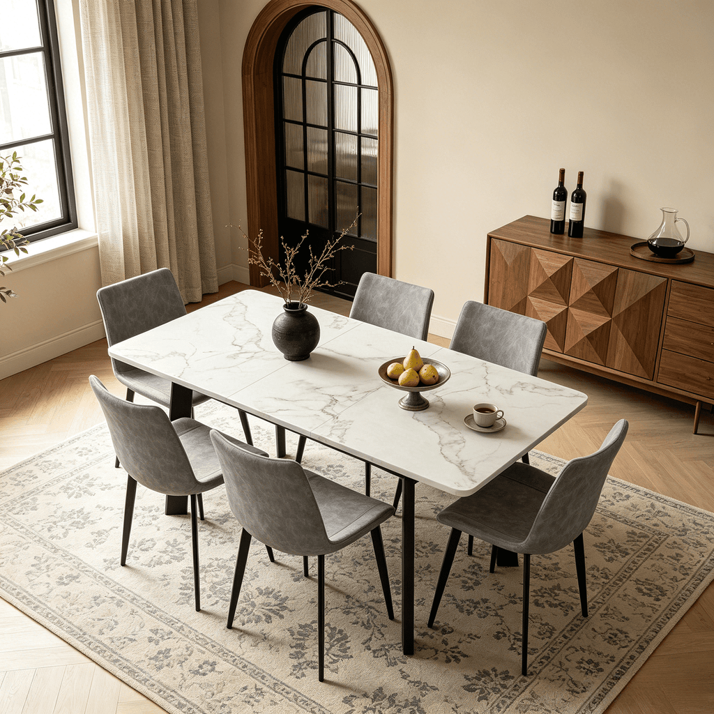 63.2-78.2 Extendable Dining Room Table,Modern MDF Dining Table Set for 4-8,Space Saving Dining Room Table Compact for Living Room, Apartment