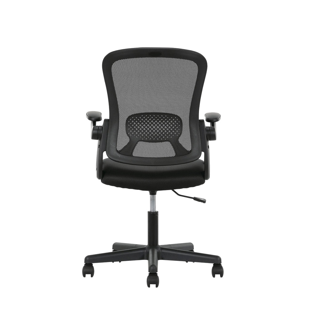 (3 pack) Mainstays Ergonomic Mesh Back Office Chair with Flip Up Arms for Adults, Black Fabric, 275lb
