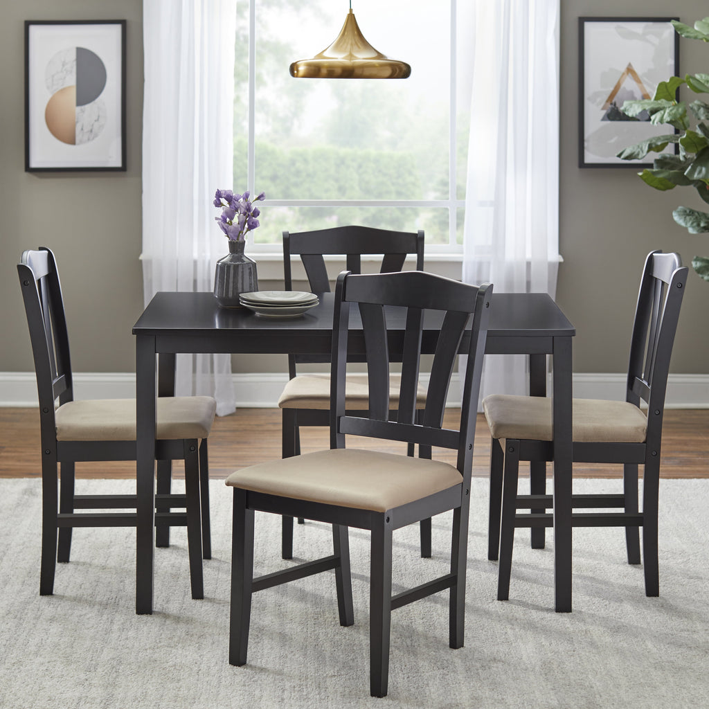TMS Metropolitan 5-Piece Wood Farmhouse Upholsered Dining Set with Table and Chairs, White