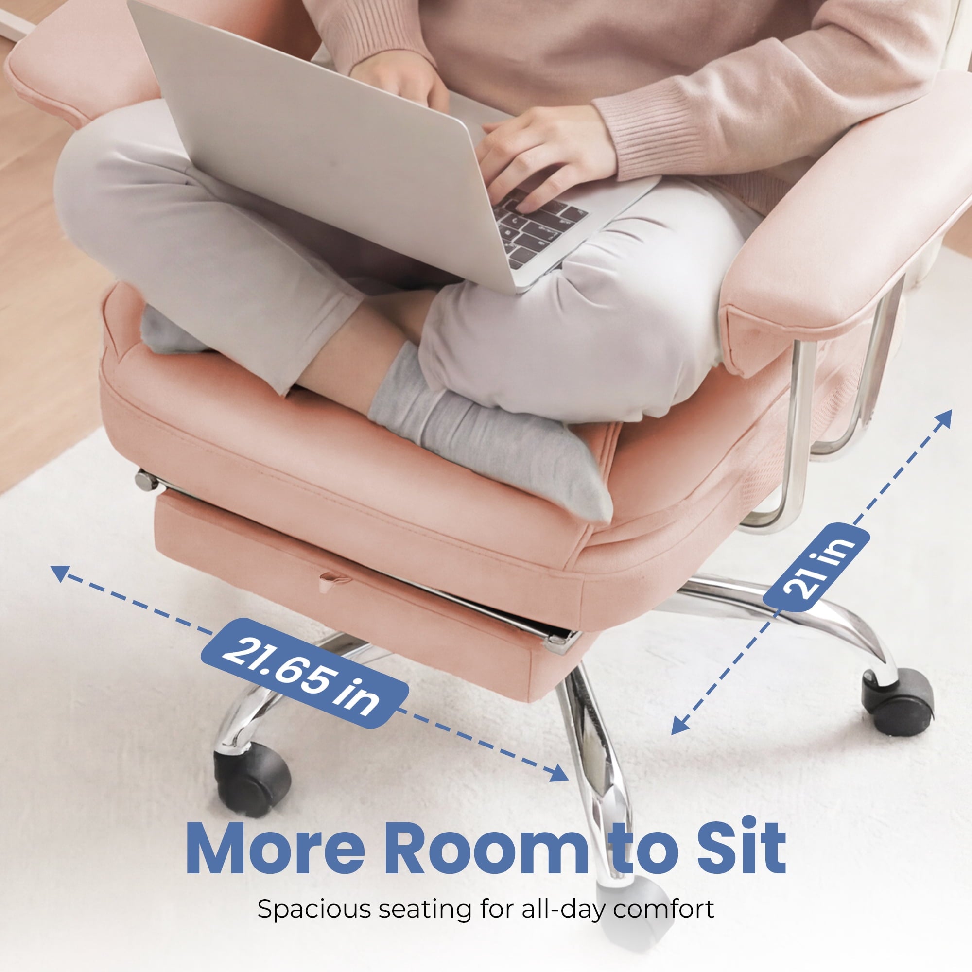 CELTOSS Executive Office Chair 400LBS, High Back Computer Chair with Arms and Footrest, Ergonomic Desk Chair with Lumbar Support, 90–135° Reclining Office Chairs for Home Work, Fabric Blue