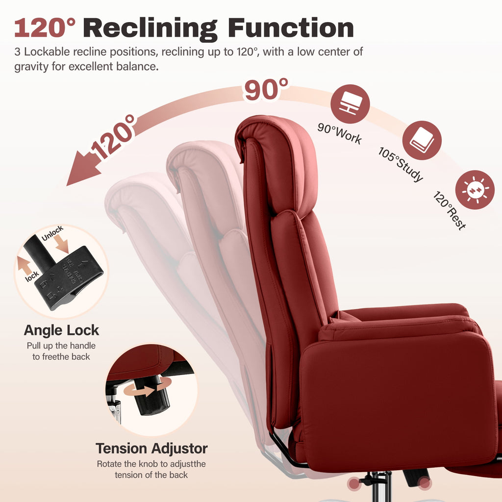 Primy Cross Legged Office Chair with Footrest & Convertible Armrests, 500LBS Capacity Home Desk Chair, Ergonomic Recliner with Lumbar Pillow, Criss Cross Design, Big and Tall Executive Chair