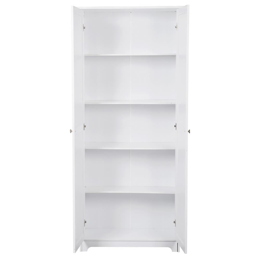 Ktaxon 72 Traditional 2-Door Kitchen Pantry, Storage Cabinet for Multifunctional Use, Wardrobe Armoire with 4 Adjustable Shelves, Tall Freestanding Cabinet for Kitchen, Dining Room, Bedroom, White