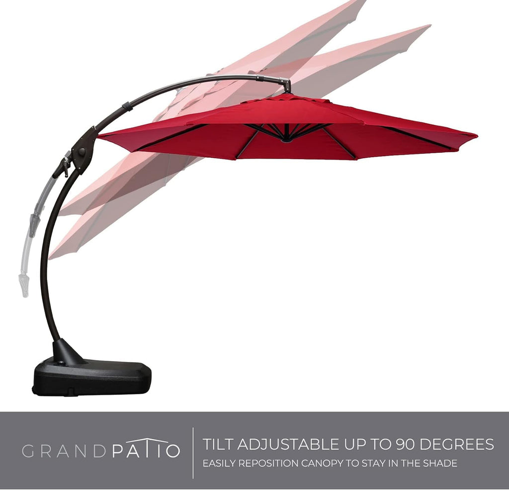 GRANDPATIO 12 ft Deluxe Aluminium Patio Umbrella with Base, Large Offset Outdoor Umbrella, Navy Blue
