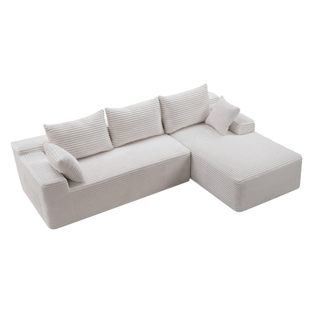 LLappuil 108 Sectional Sofa, Modular Sectional Couch with Left Chaise, Deep Seat Corduroy Cloud Sofa for Living Room Black