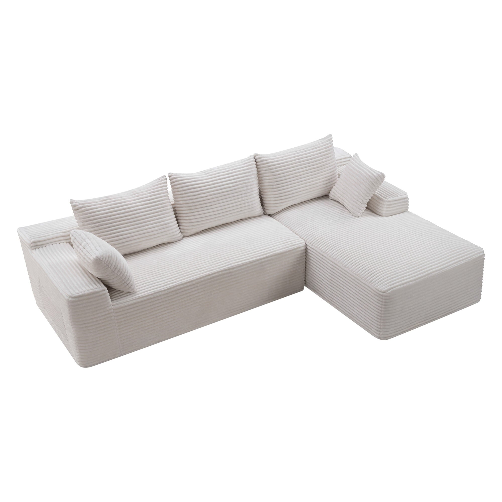 LLappuil 108 Sectional Sofa, Modular Sectional Couch with Left Chaise, Deep Seat Corduroy Cloud Sofa for Living Room Black