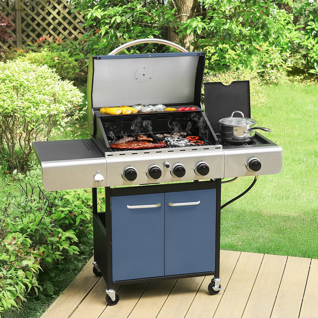 MF Studio 4 Burner Propane Gas Outdoor Grill with Side Burner Stainless Steel BBQ Grill
