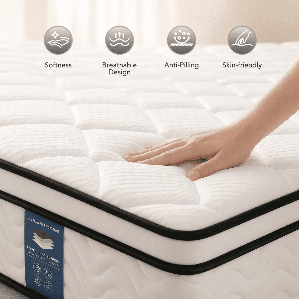 Gravellaire 12 Queen Mattress in a Box, Gel Memory Foam and Pocket Spring Hybrid Mattress, Medium Comfort, Pressure Relief, Adult