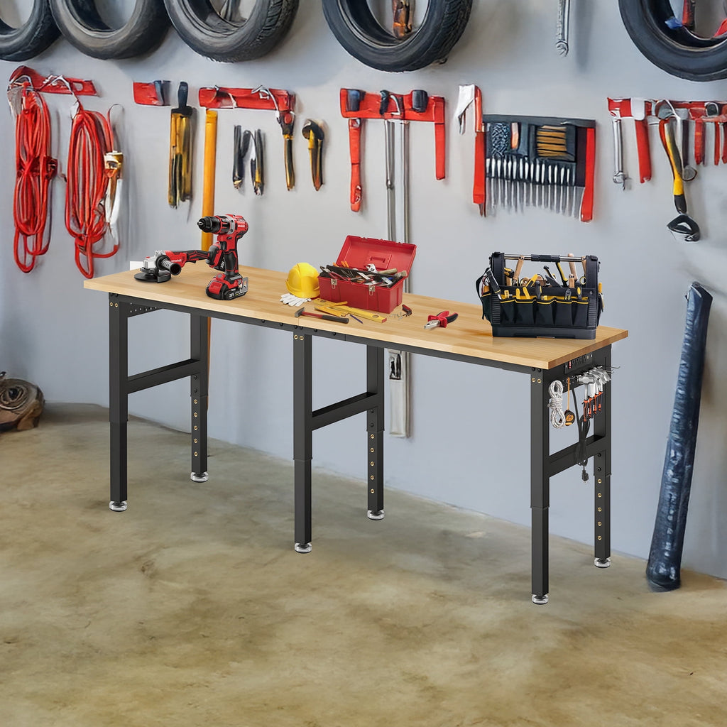 MUWOOD 96x24 Large Workbench with Power Outlets, 5000 LBS Load Capacity Work Benches for Garage, Workshop, Office, Home, Woodworking