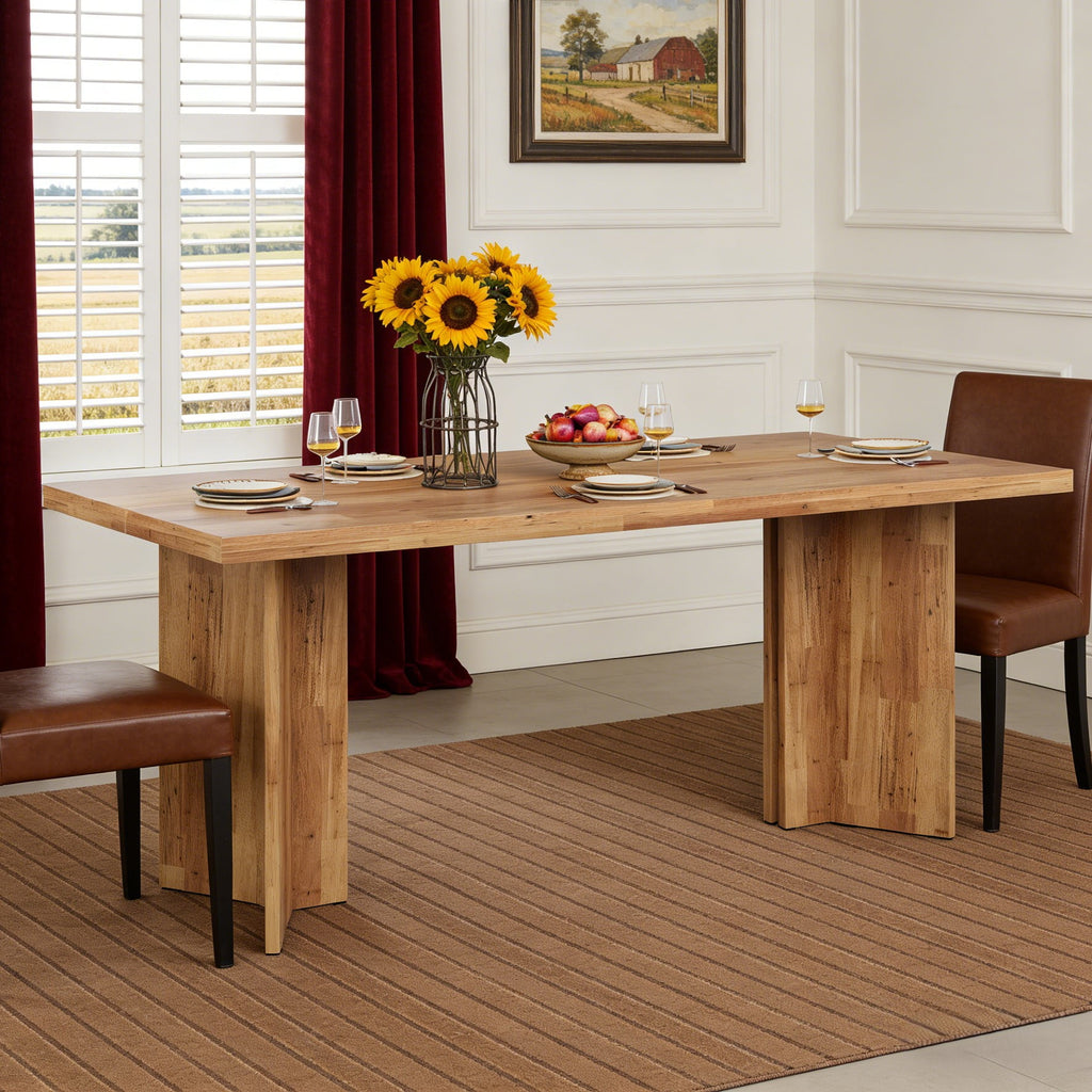 Fnova 63 Rectangular Modern Dining Table, Wooden Modern Kitchen Table for 6 People for Dining Room, Warm Brown (Chairs Not Included)