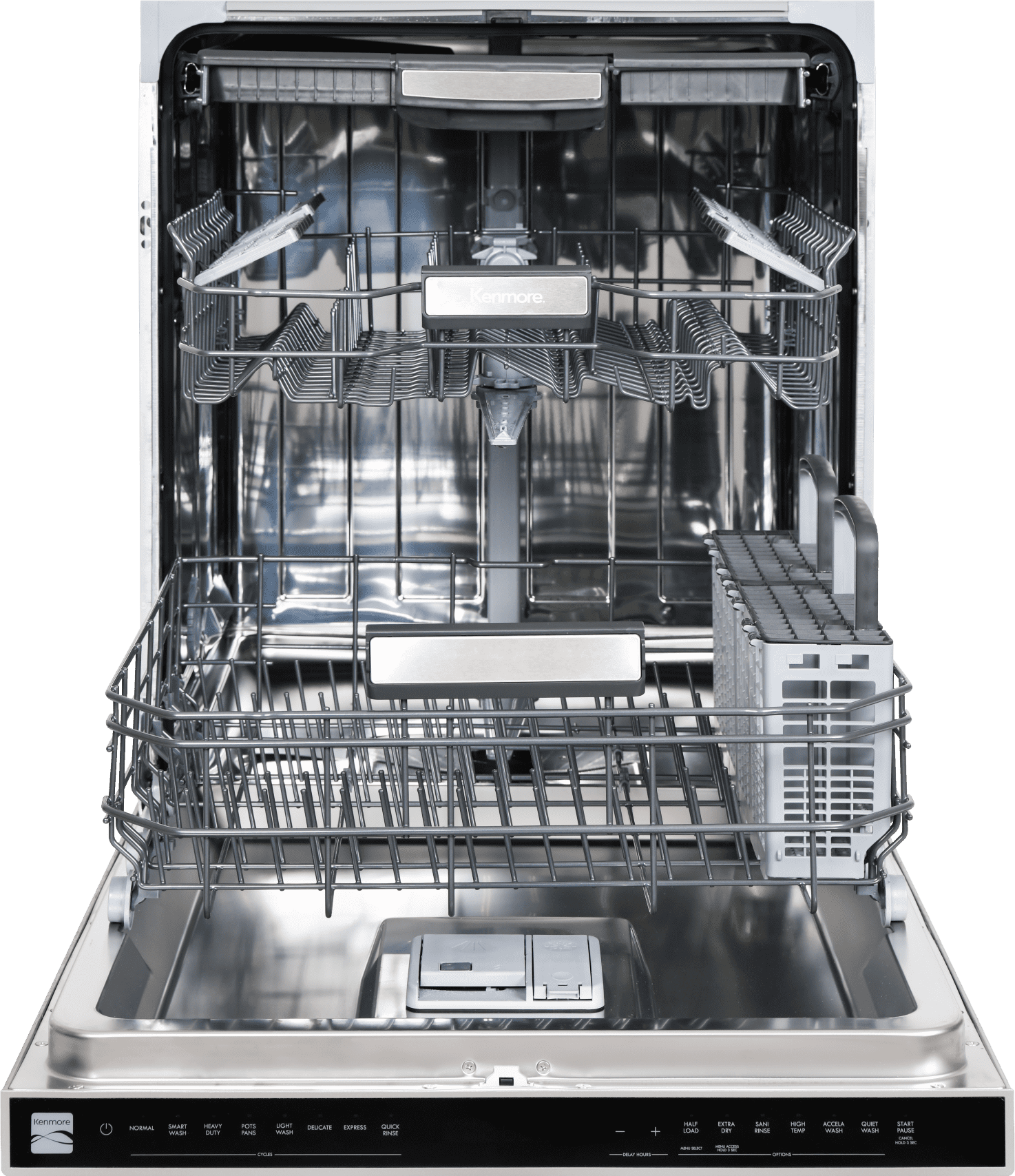 Kenmore 24” Built-In-Dishwasher w/ 3rd Rack & Turbo Dry with Pocket Handle-SS