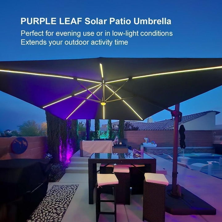 PURPLE LEAF 10x10 Ft Cantilever Umbrella Square Outdoor Patio Umbrella Large Offset Hanging Umbrella Aluminum Umbrella with 360°Rotation Adjustable Garden Pool Umbrella,Gray