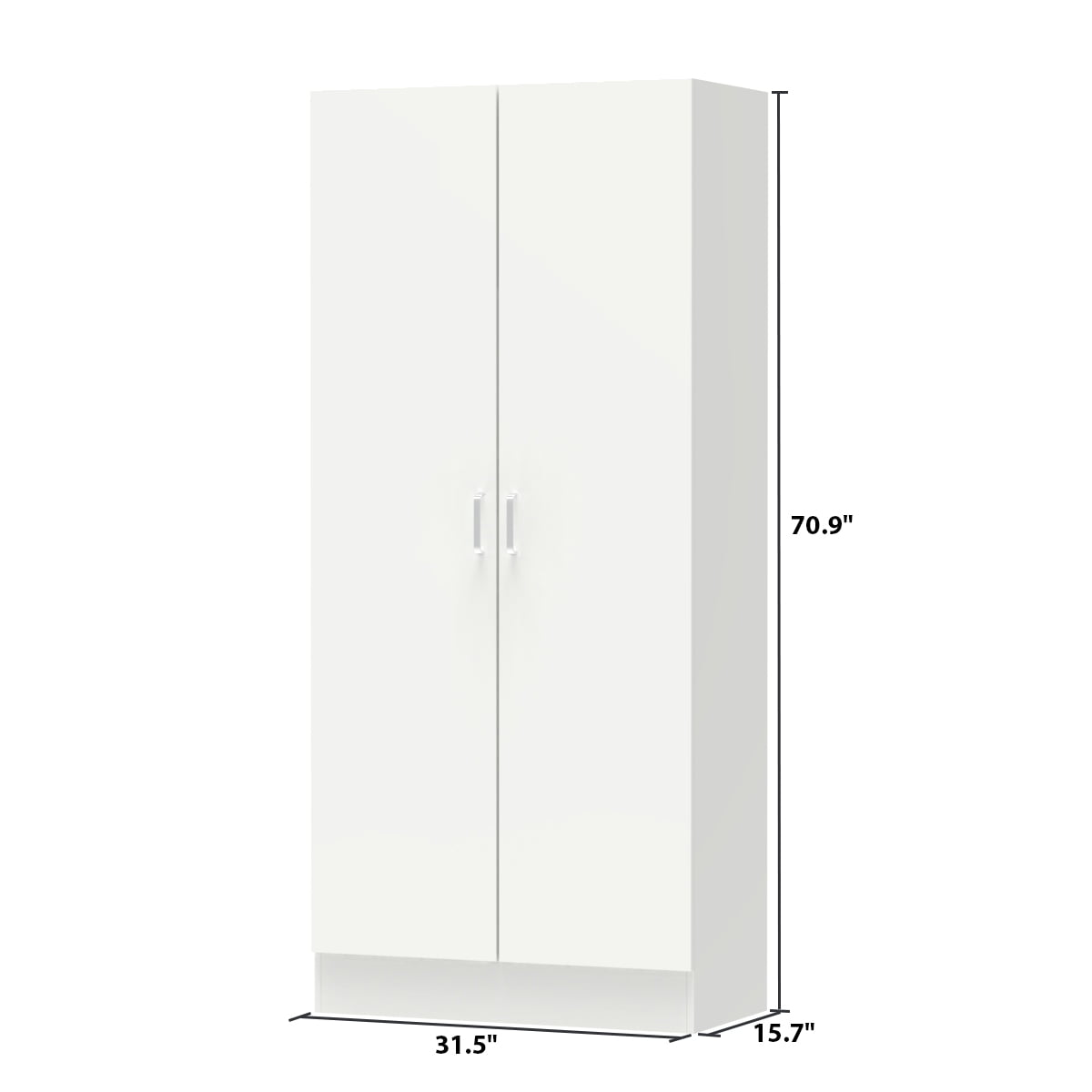 Wiawg 2 Door Wardrobe Armoire,Mirrored Closet Storage with Drawers and Shelves,White