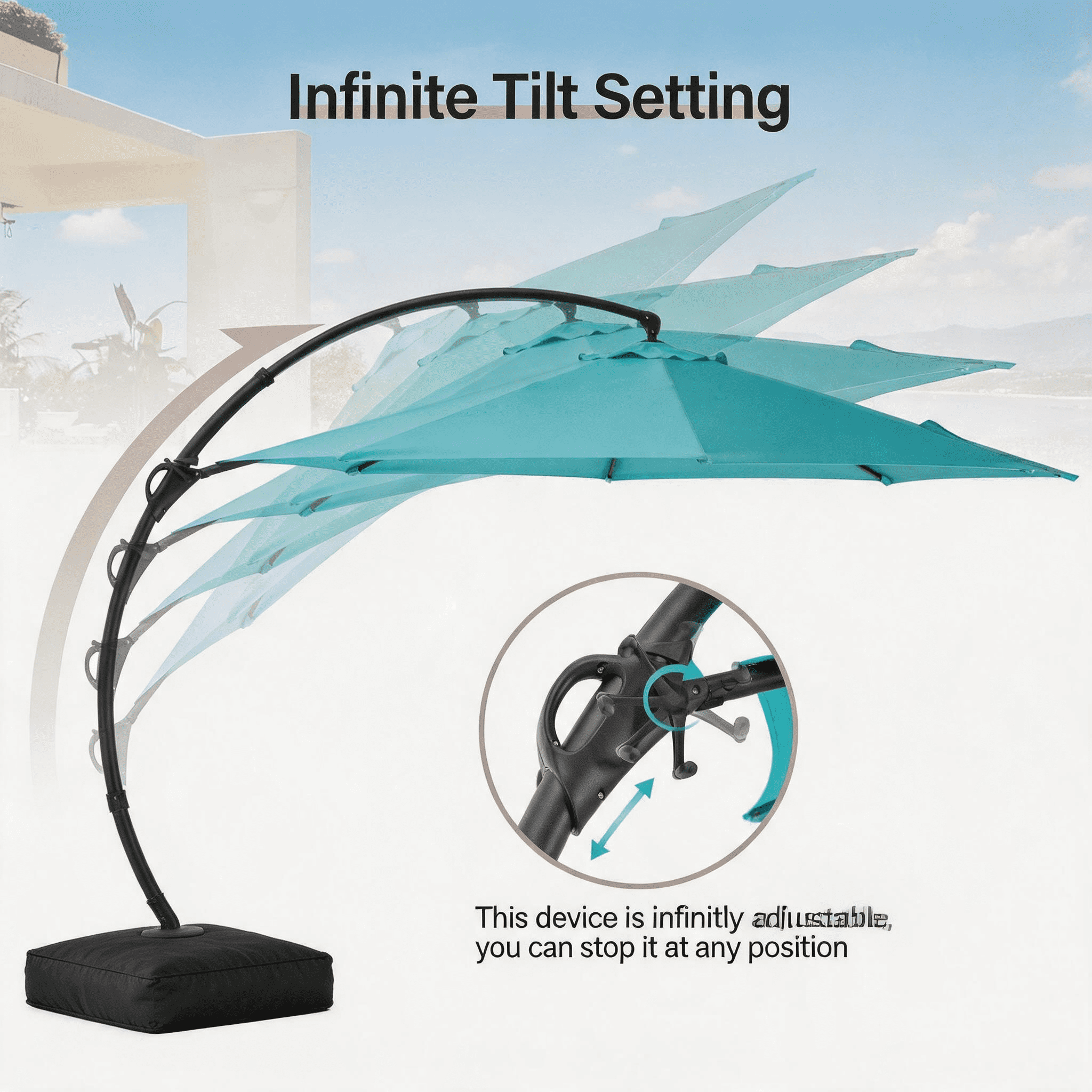 LAUSAINT HOME 11 FT Outdoor Patio Umbrella with Base, Aluminum Cantilever Umbrella with Crank, Gray