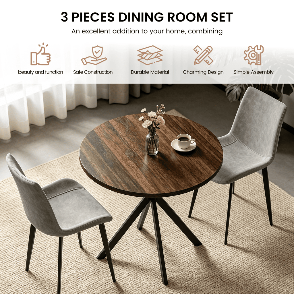 Small Round Dining Table for 2-4 People, 31.7 Modern Round Kitchen Table, Space-Saving Table for Living Dining Room, Coffee ,Apartment