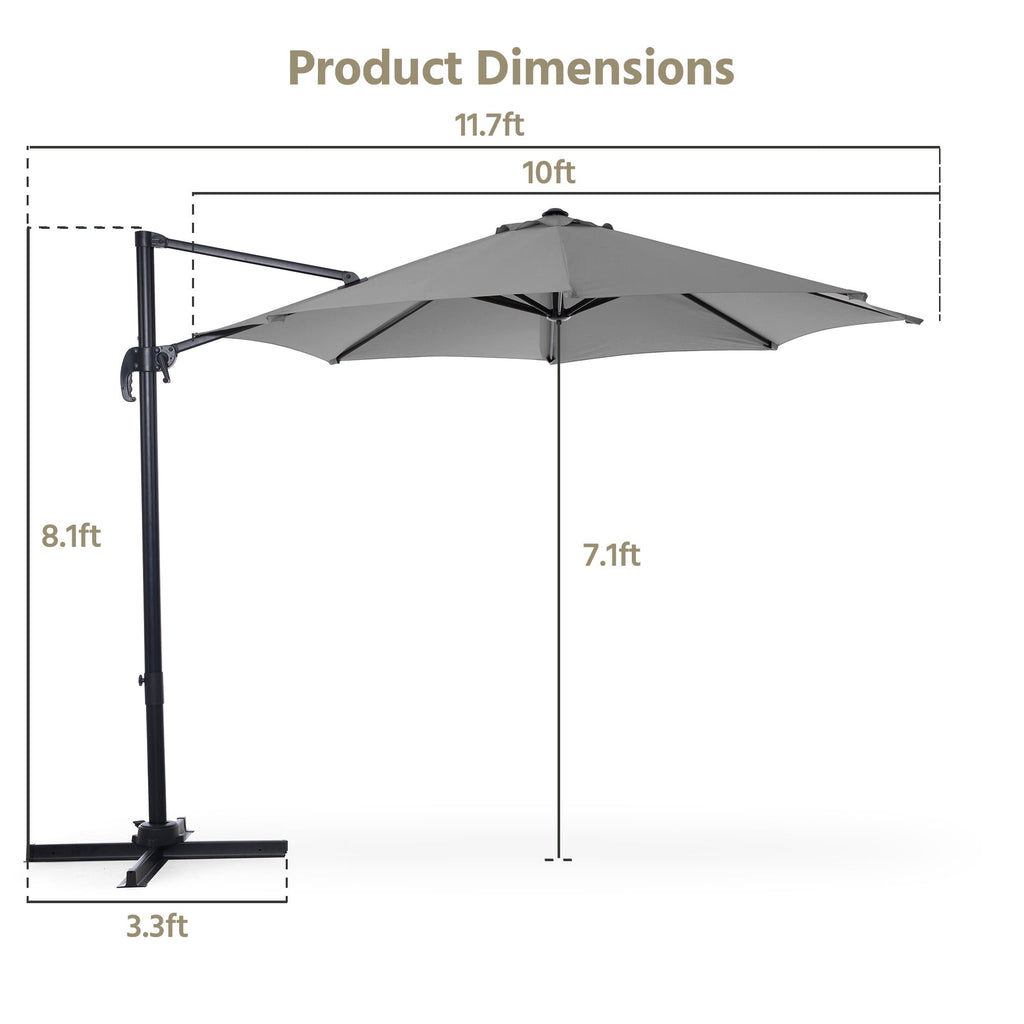 LAUSAINT HOME 10 Feet Patio Umbrella Outdoor Cantilever Round with 360-degree Rotation for UV Resistant, Wind Resistant, Patio, Outdoor, Deck, Garden, Backyard, Pool, Navy Blue