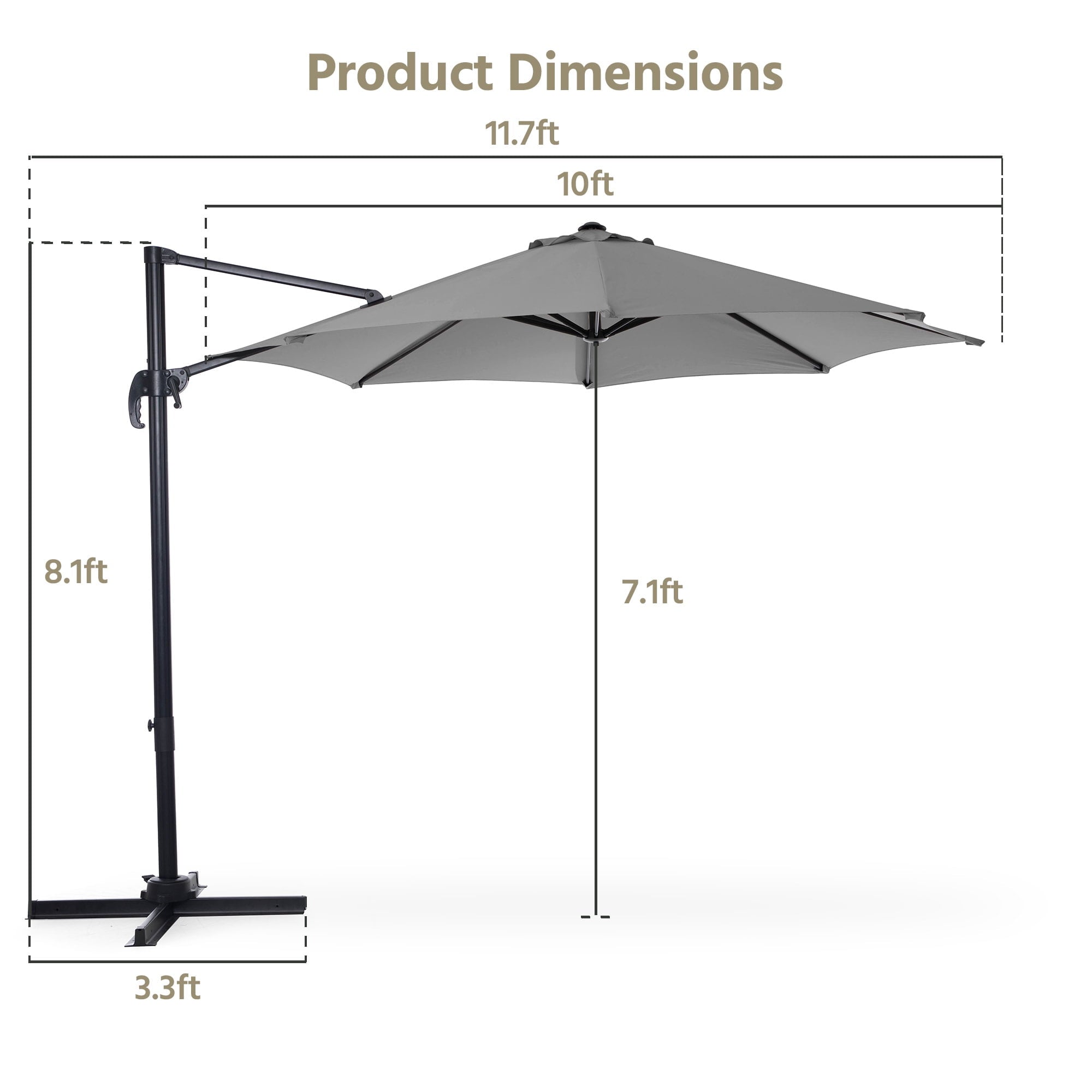 LAUSAINT HOME 10 Feet Patio Umbrella Outdoor Cantilever Round with 360-degree Rotation for UV Resistant, Wind Resistant, Patio, Outdoor, Deck, Garden, Backyard, Pool, Navy Blue
