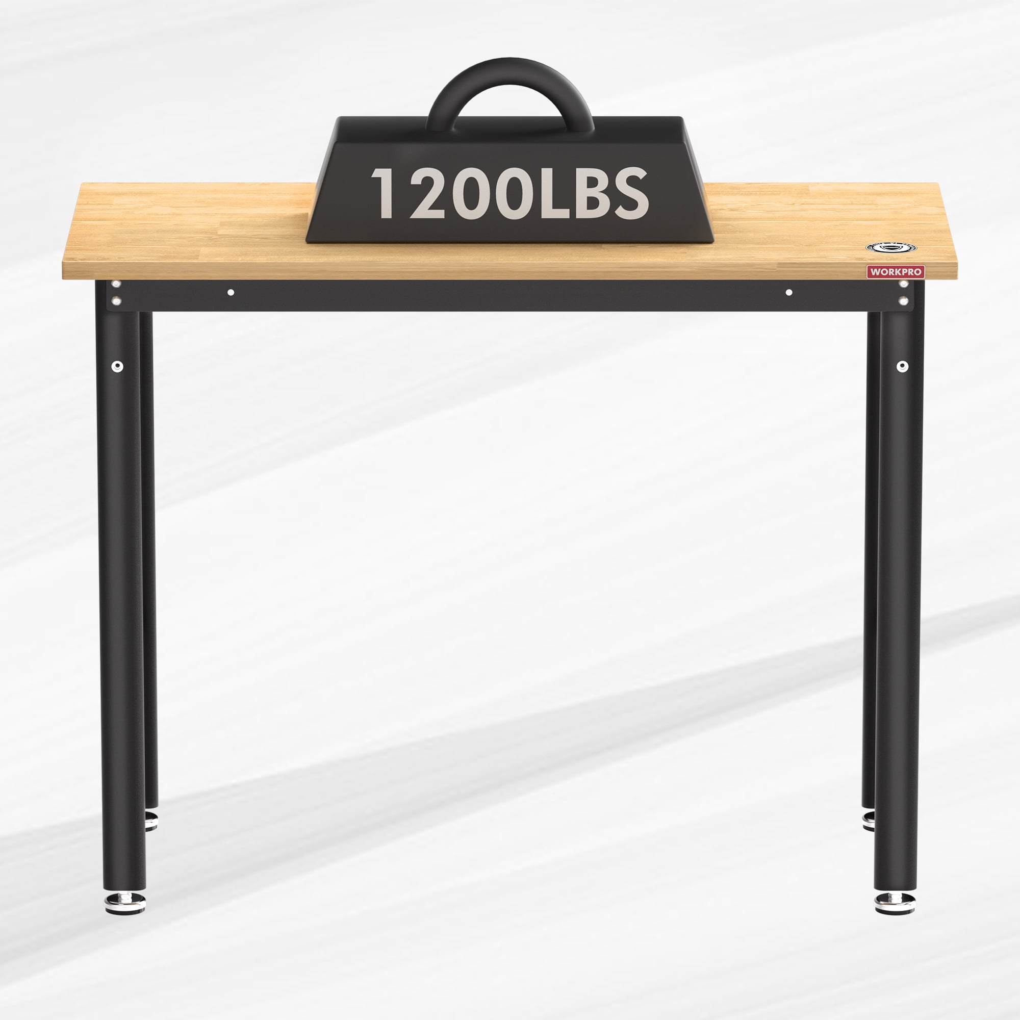WORKPRO 60” x 24 Adjustable Workbench 1500 LBS Load Capacity Hardwood Worktable with Power Outlets, Leveling Foot