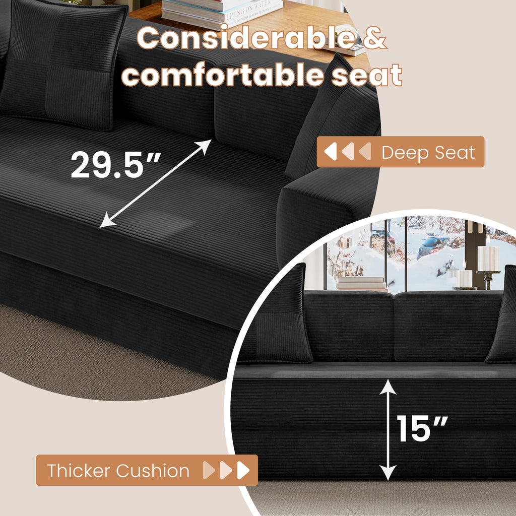 BELHOME 5-in-1 Convertible Sofa Bed, 78.8 Sleeper Sofa Boneless Couch with Side Pockets, Folding Floor Sofa Compression Sofa for Living Rooms No Assembly Required