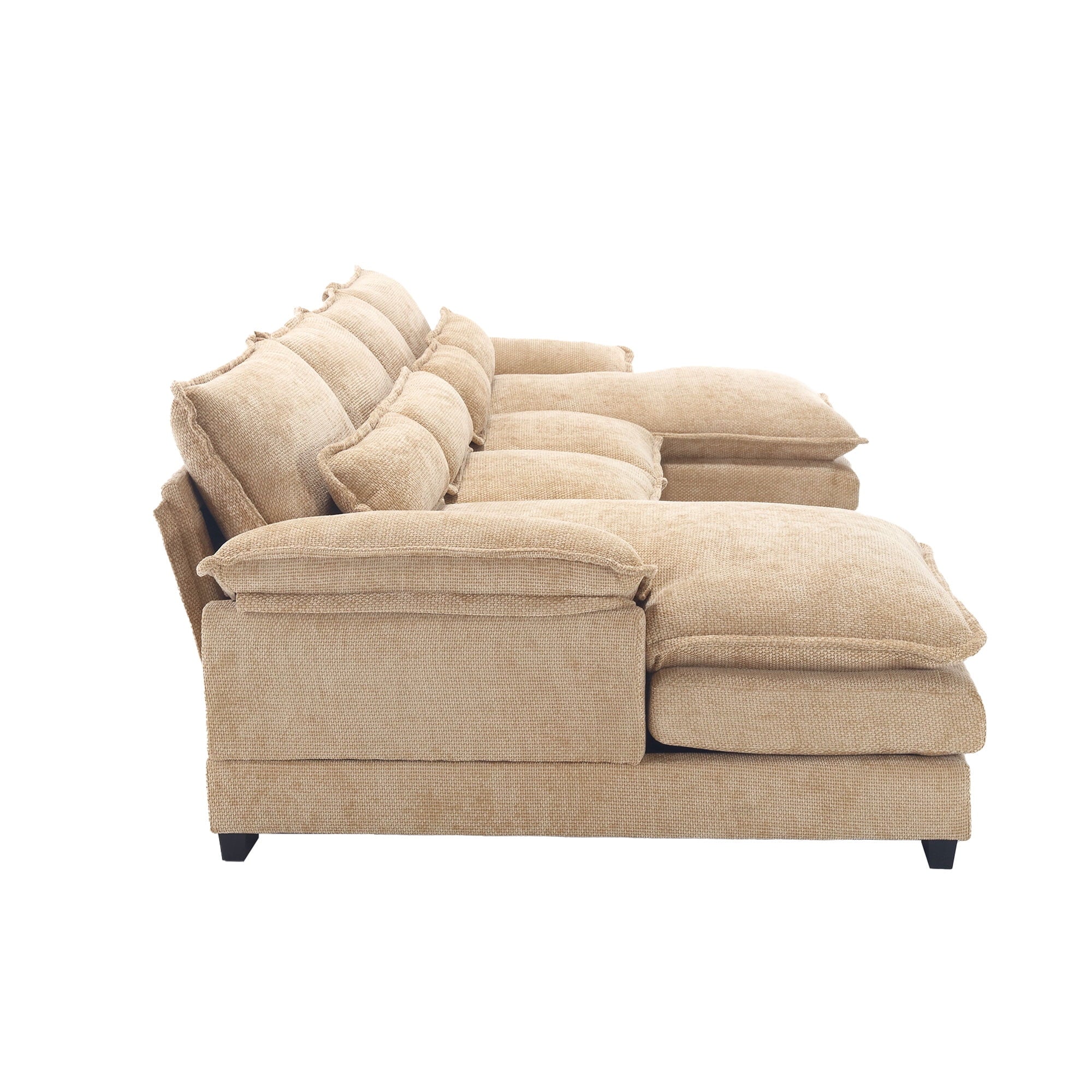 JONPONY109.45 U Shaped Couch,Oversized 4 Seat Sectional with 4 Waist Pillows, Convertible Upholstery Symmetrical Sofá,Sleeper Sofa Couch with Double Chaise Lounge &Memory Foam for Living Room, Beige