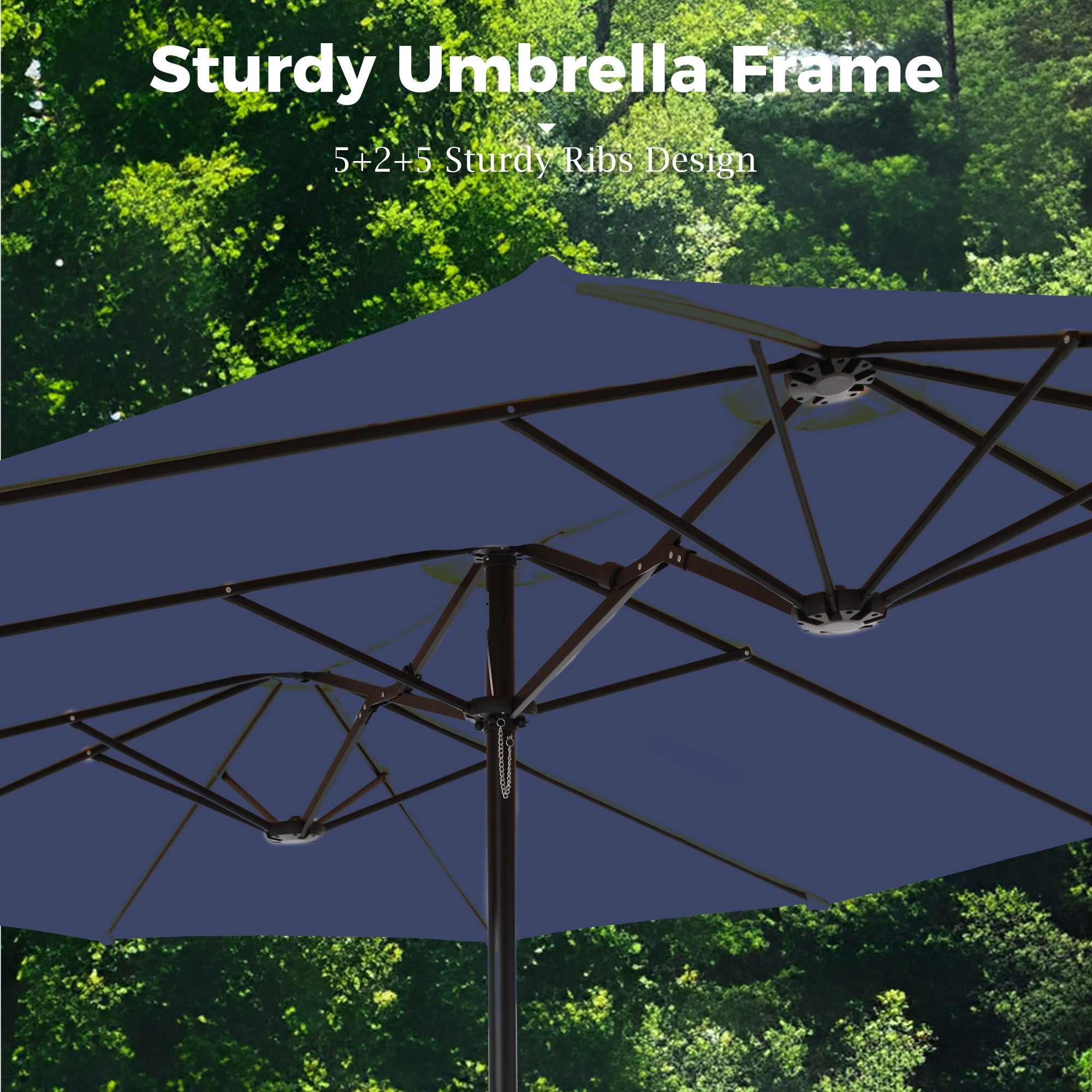 Alpha Joy 15ft Outdoor Patio Umbrella Extra-Large Double-Sided Garden Umbrella with Crank Handle and Base - Ivory