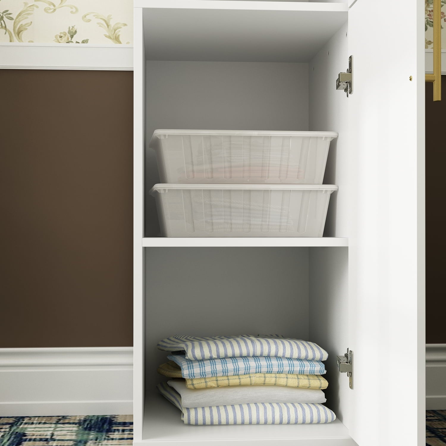 OxyLife 2 Door Wardrobe Armoire, White Closet Storage Organizer with Drawers and Shelves
