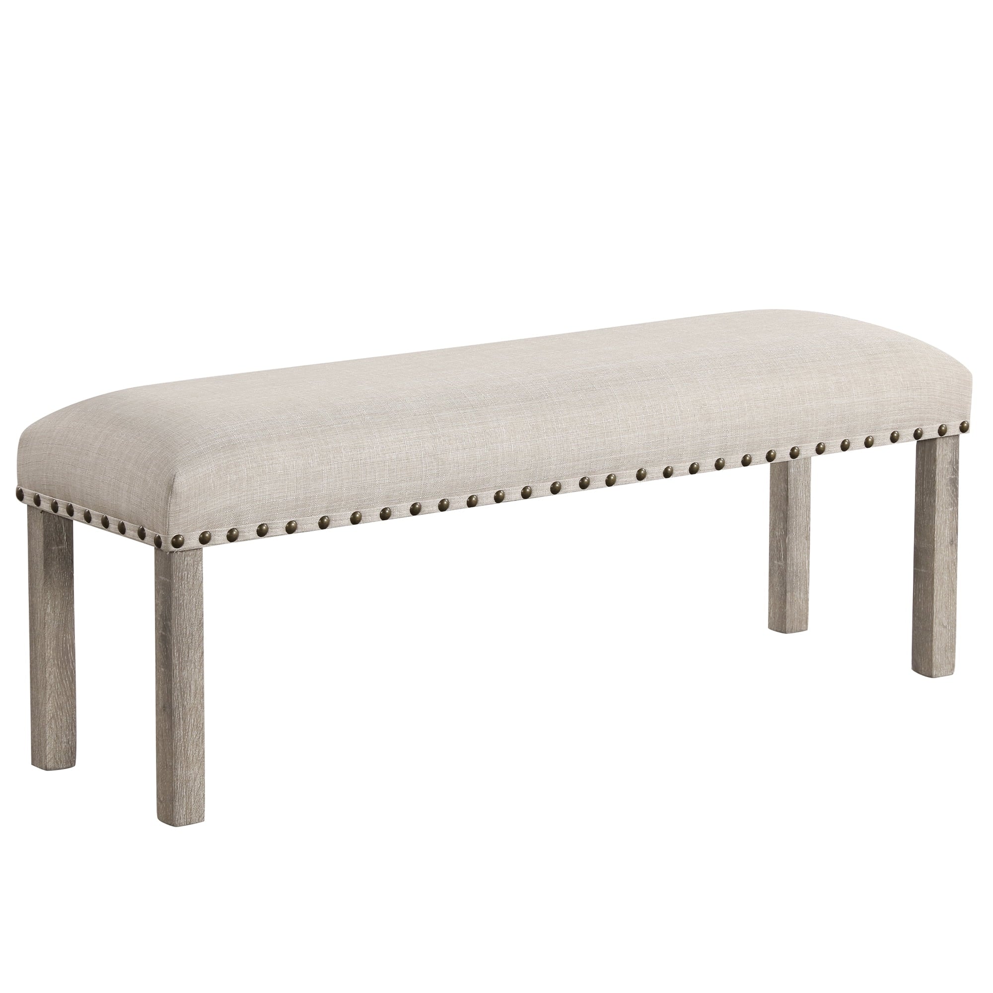 Farmhouse Dining Table Set for 6, Rectangular Wooden Table& 6 Upholstered Kitchen Chairs with Nailhead Accents for Dining Hub,Breakfast Nook