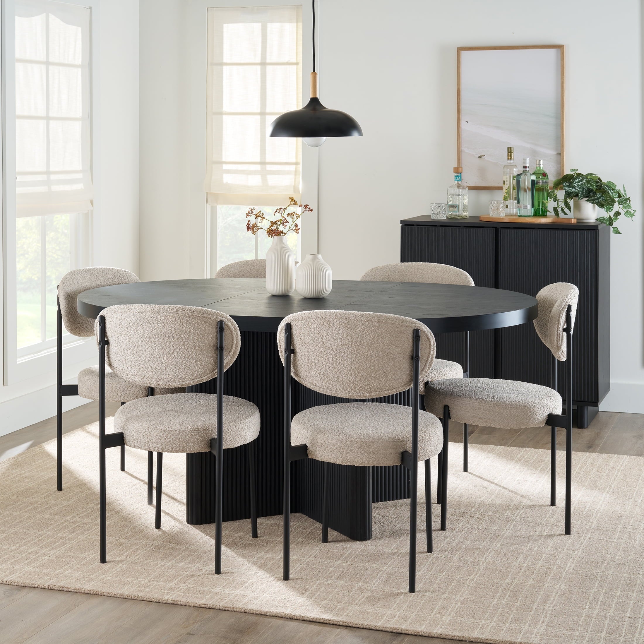 Better Homes & Gardens Lillian Fluted Round Expandable Dining Table, Walnut Finish