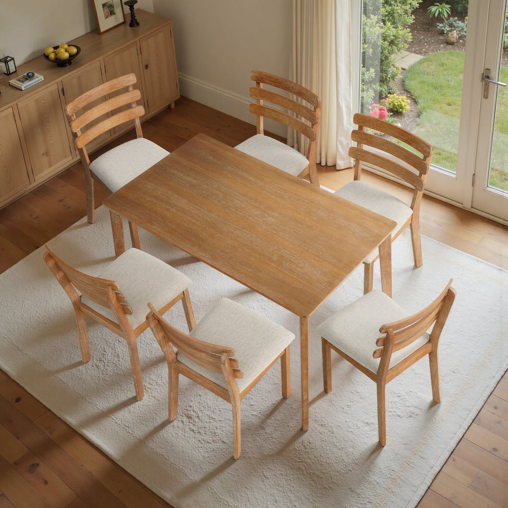 Kithkasa 47 Dining Table for 6 People,Wooden Farmhouse Kitchen Table for Kitchen, Living Room,Dining Room,Natural