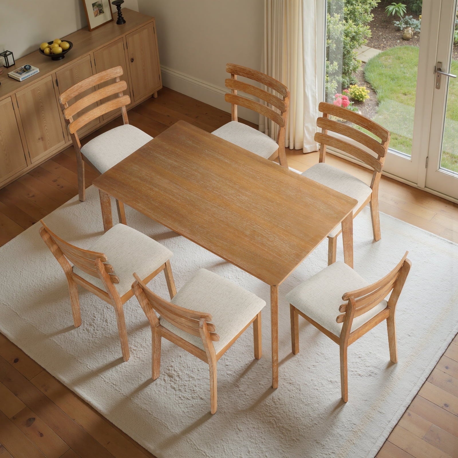 Kithkasa 47 Dining Table for 6 People,Wooden Farmhouse Kitchen Table for Kitchen, Living Room,Dining Room,Natural