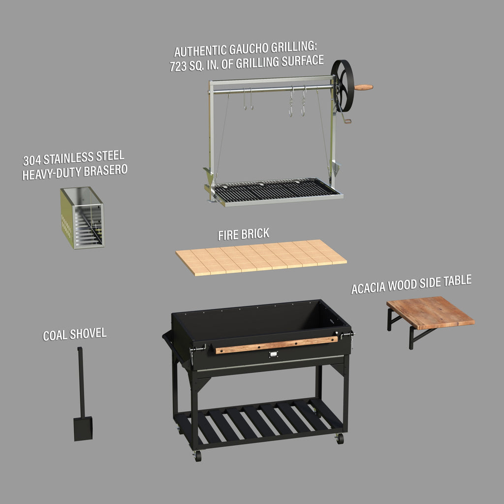 Backyard Discovery Argentine Santa Maria Wood Fire & Charcoal Steel BBQ Grill, Brasero