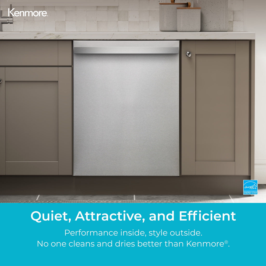 Kenmore 24” Built-In-Dishwasher w/ 3rd Rack & Turbo Dry with Bar Handle, Black