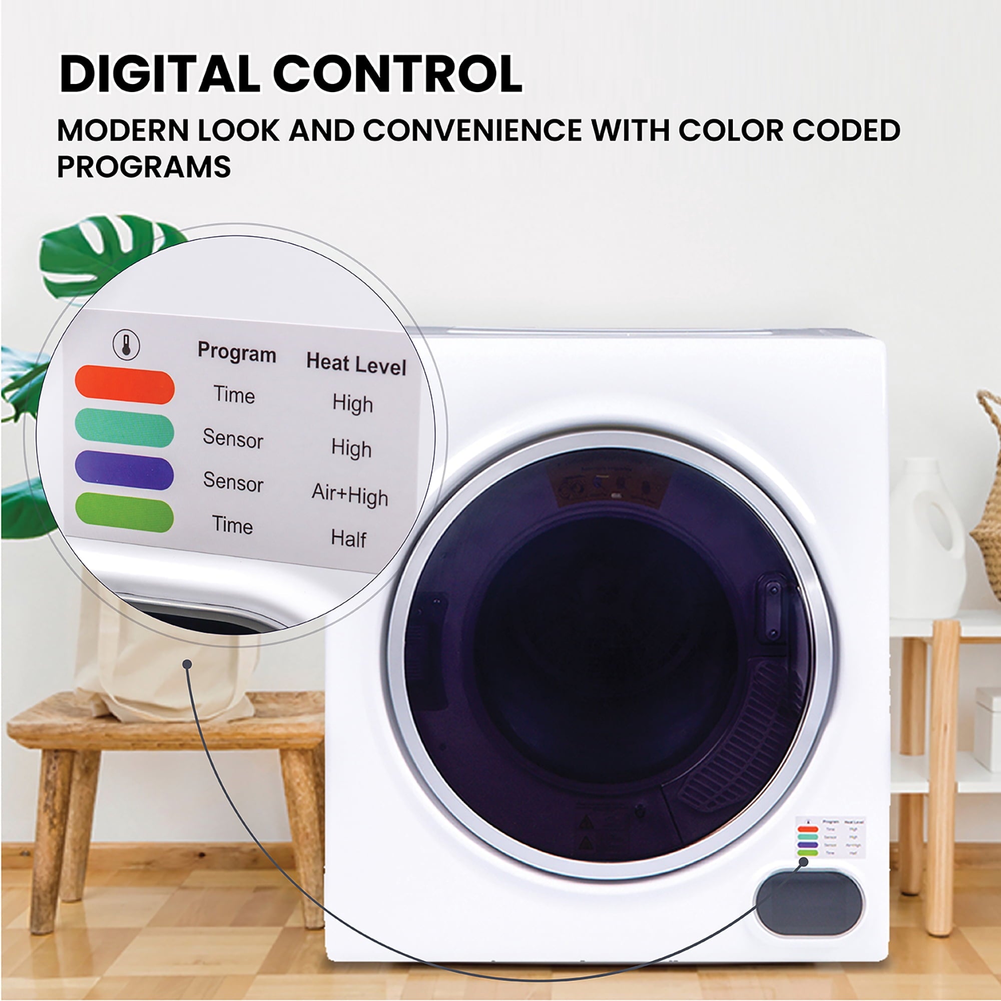 Pinnacle 21-852 S Compact Short Dryer with Digital Controls - 3.2 cu.ft., Silver