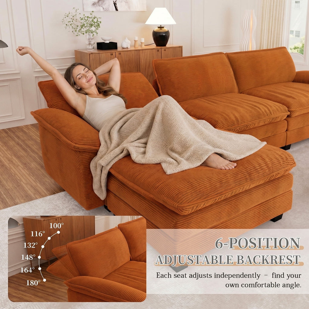 Muumblus 80.5 Corduroy Loveseat Sofa, Oversized Upholstered 2-Seater Fluffy Cloud Sleeper Couch for Living Room/Apt, Pink