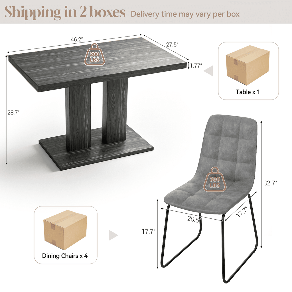 46.2 Dining Table,Modern Square Dining Table for 4-6 People,Rectangular Dining Room Table with Sturdy Pedestal Base，Rectangle kitchen Table for Living Room, Apartment