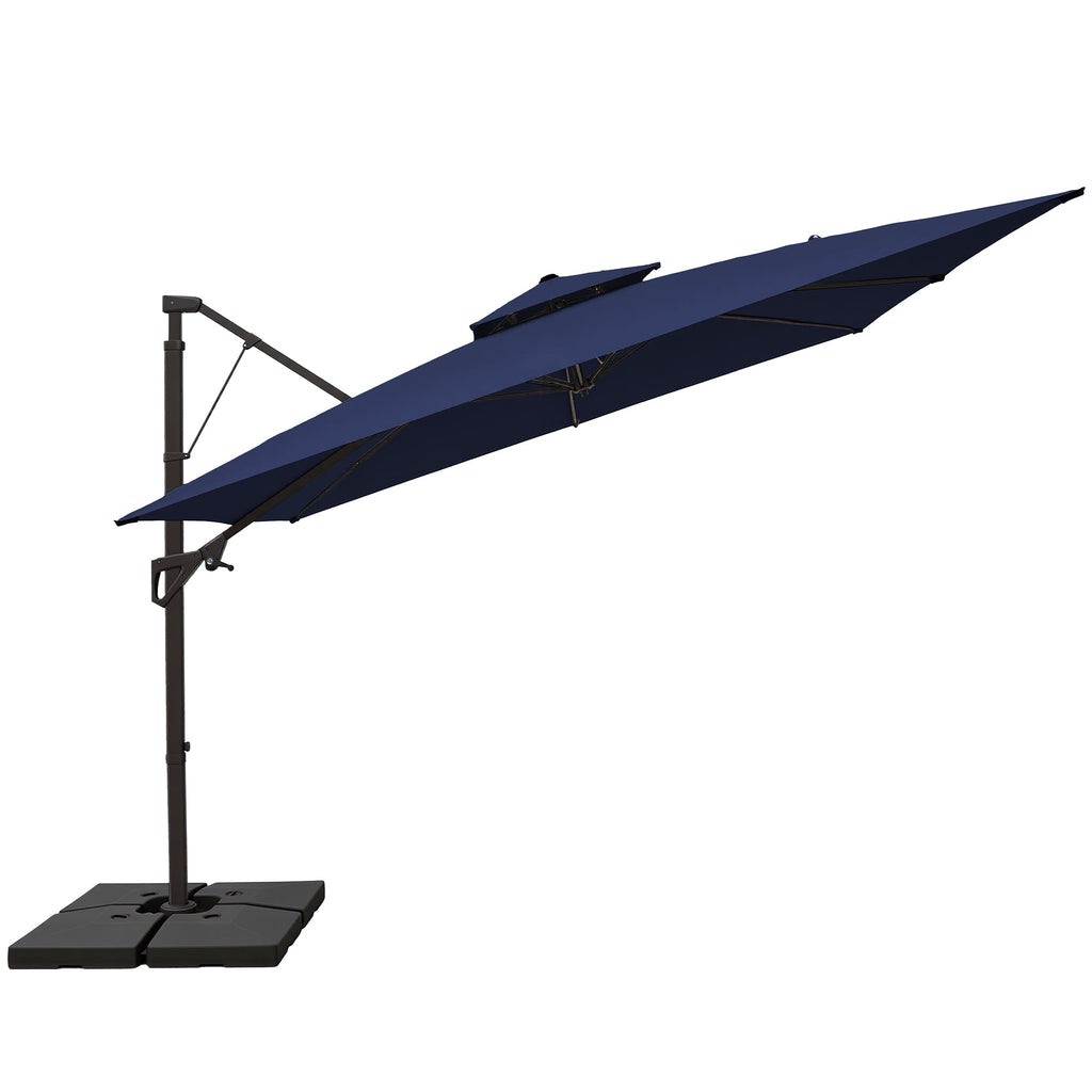 FUNDAZE 10x10ft Cantilever Patio Umbrella with Cross Base & Cover, Waterproof UV Resistant for Garden Poolside Cafe & Deck, Beige