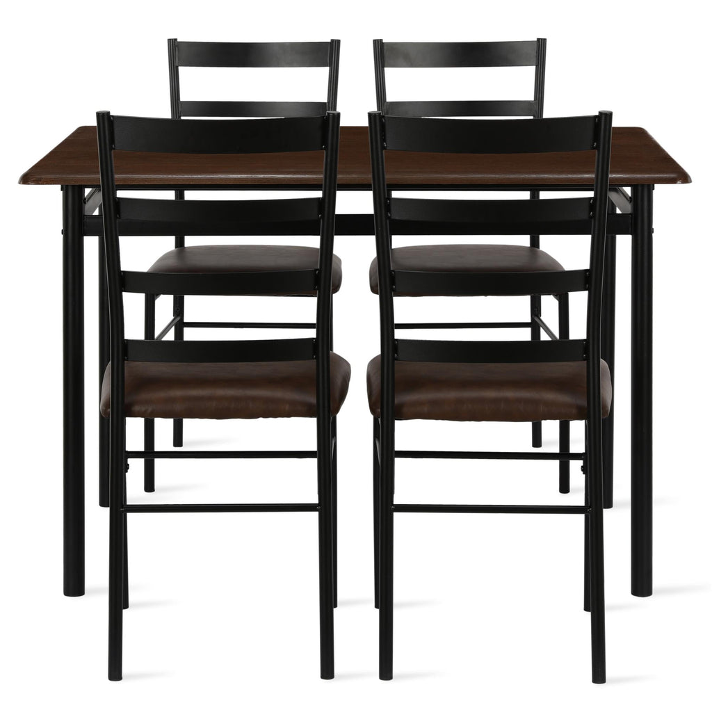 Mainstays 5-Piece Wood & Metal Dining Room Set, Seats 4, Canyon Walnut & Black