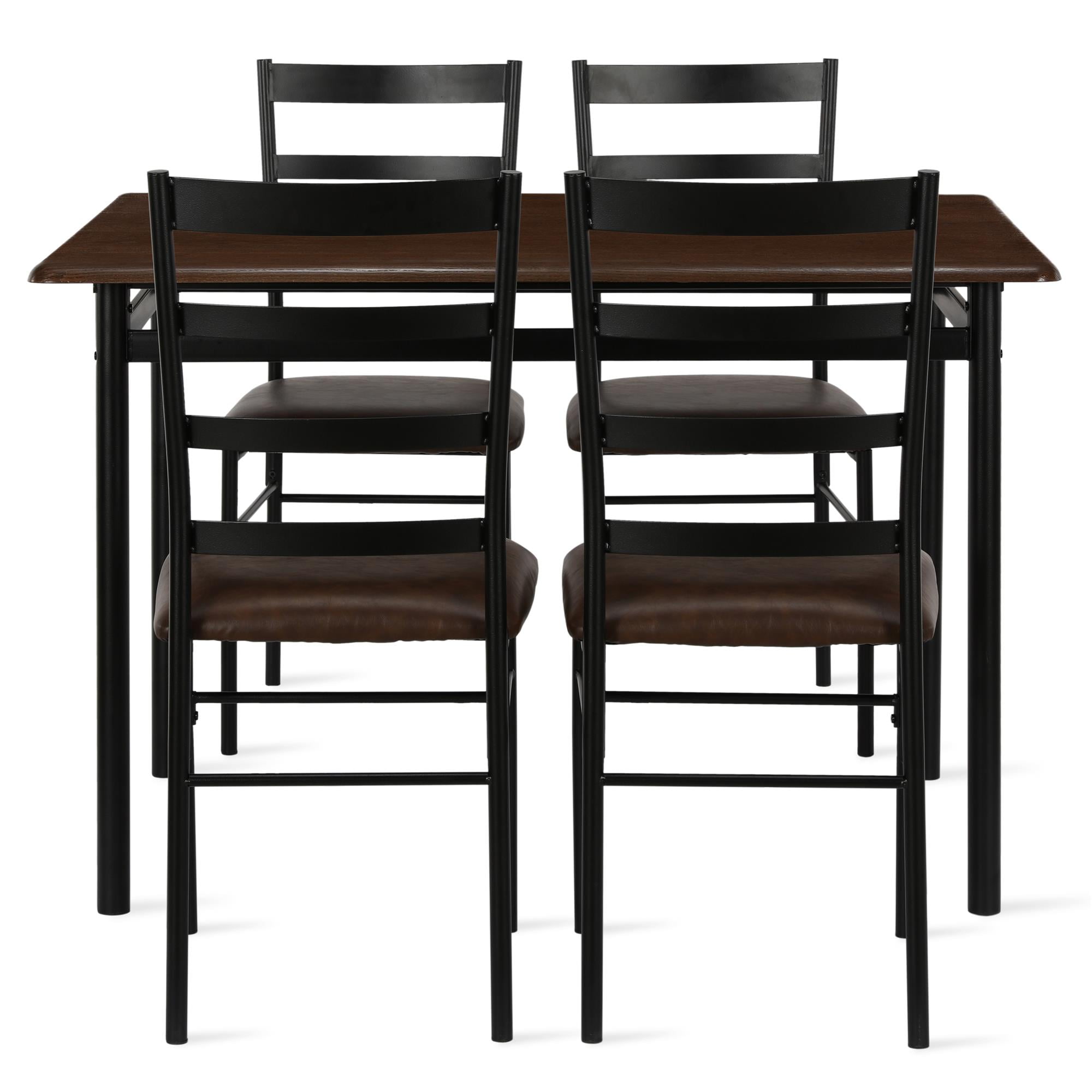 Mainstays 5-Piece Wood & Metal Dining Room Set, Seats 4, Canyon Walnut & Black