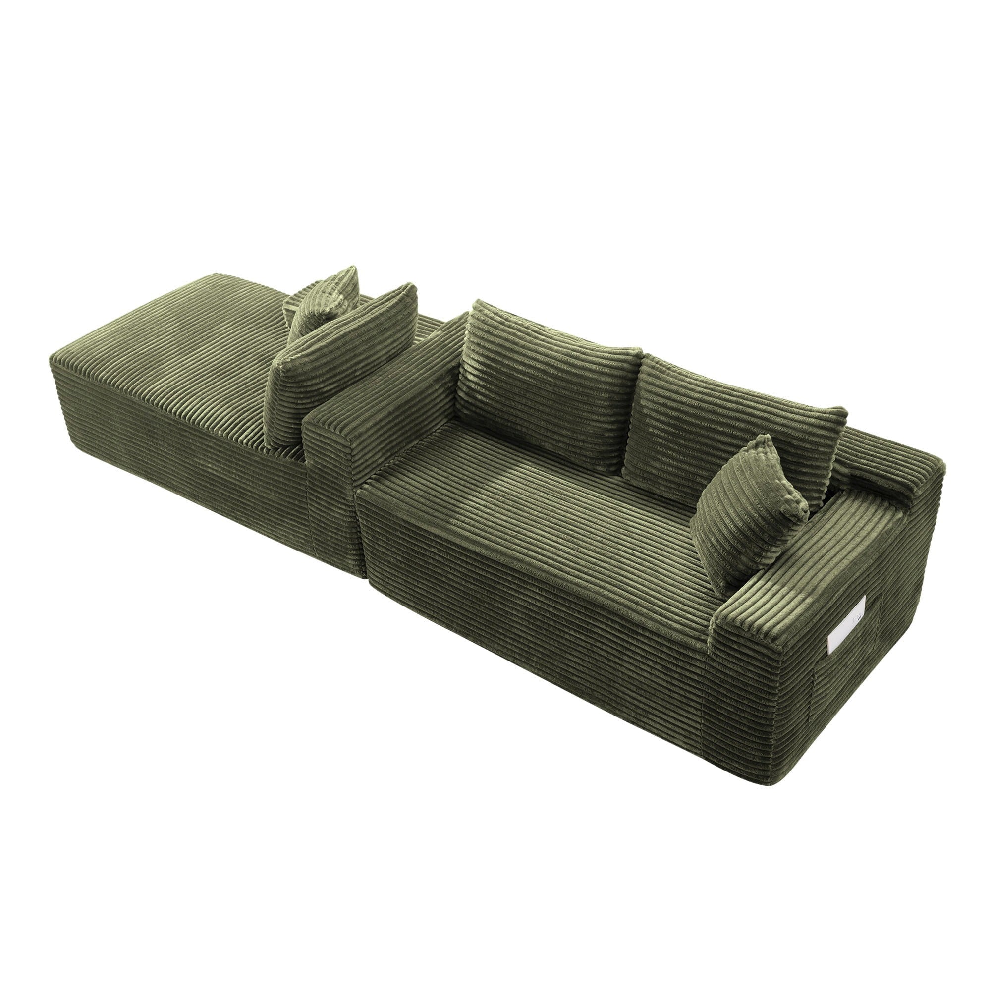 LLappuil 108 Sectional Sofa, Modular Sectional Couch with Left Chaise, Deep Seat Corduroy Cloud Sofa for Living Room Black