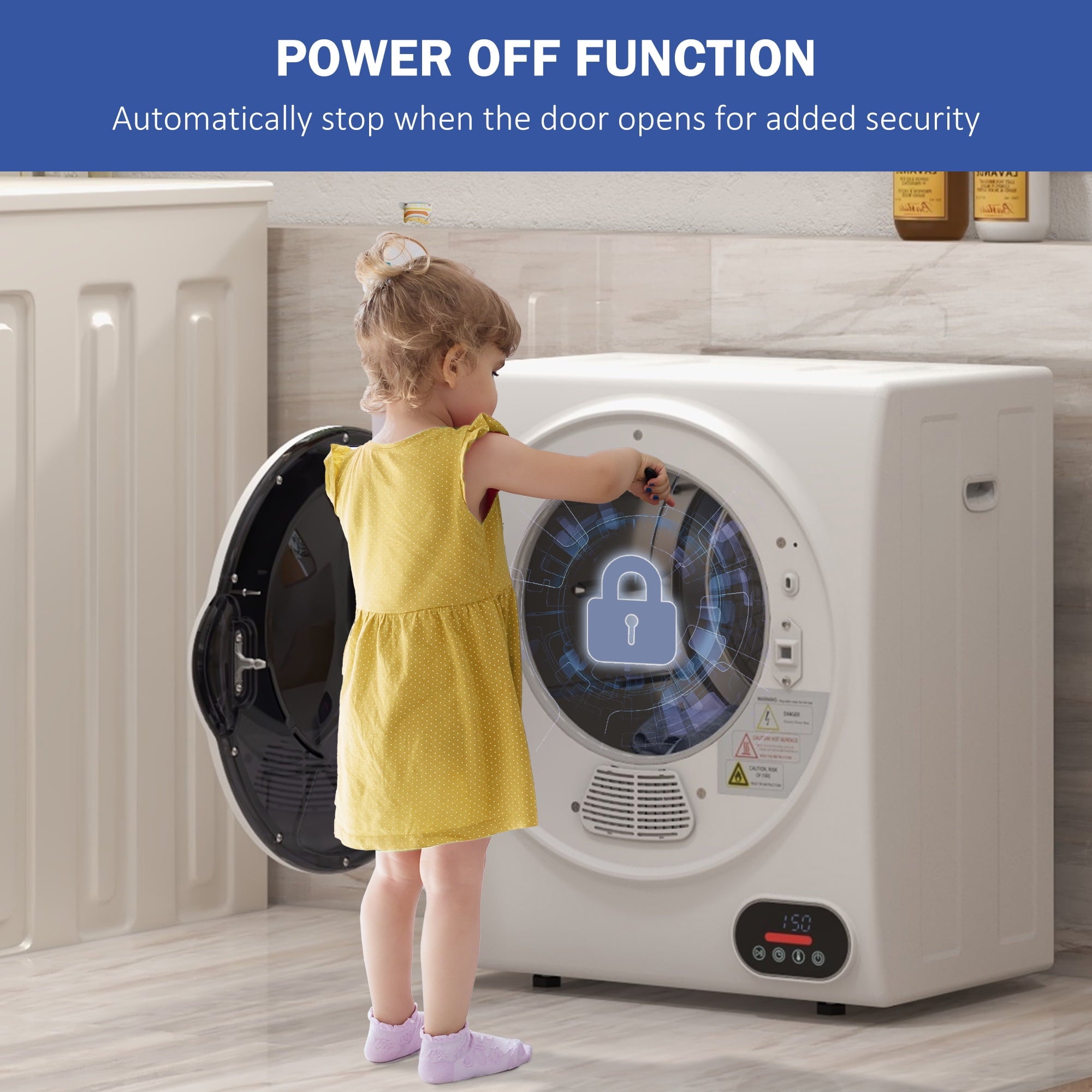 1.5 cu.ft Portable Compact Clothes Laundry Dryer with Intelligent Drying for Apartments Dorms RVs, 850W, White