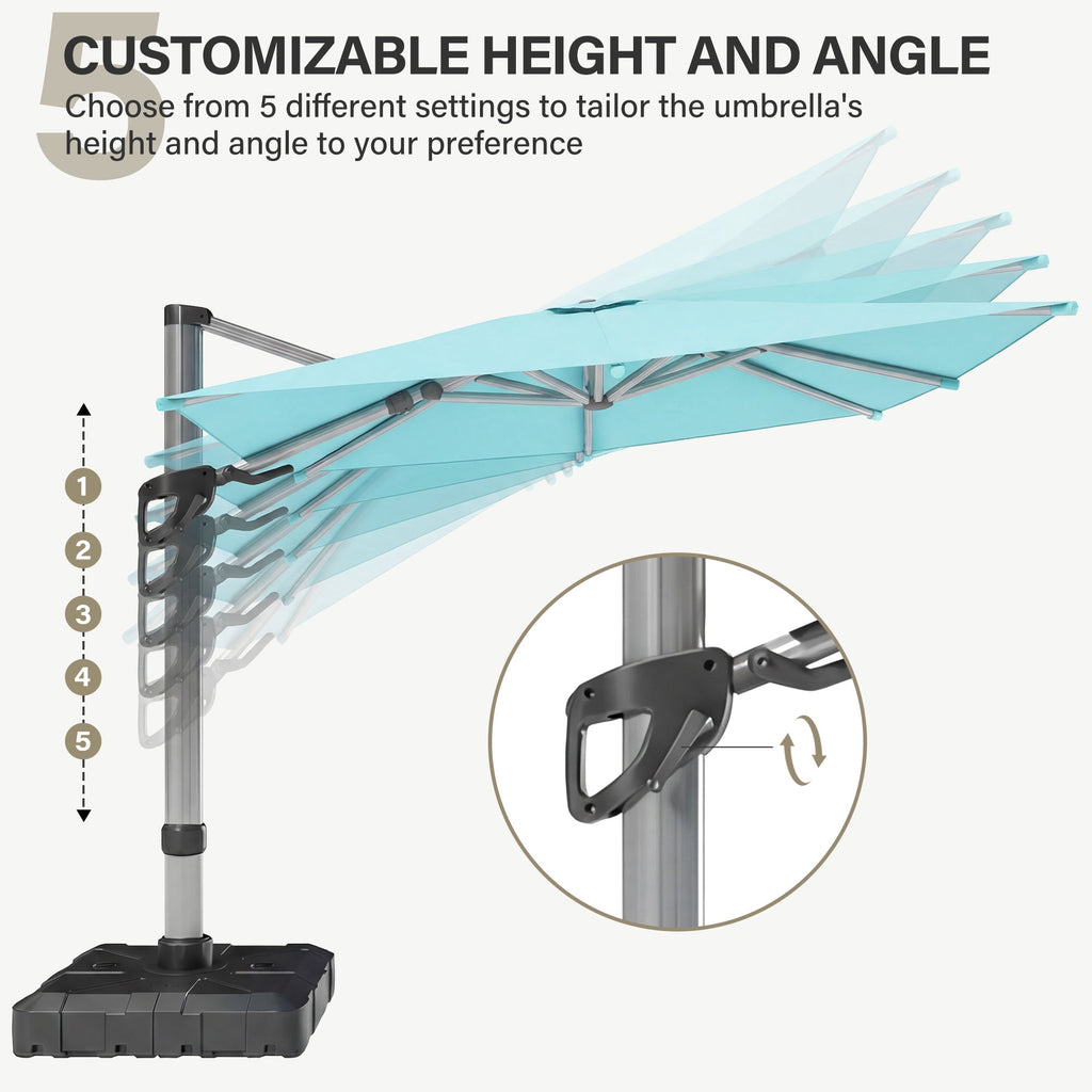 LAUSAINT HOME Outdoor Patio Umbrella, 10 Feet Large Cantilever Windproof Offset Umbrella with 360-degree Rotation for Backyard,Pool,Lawn,Deck,Gray