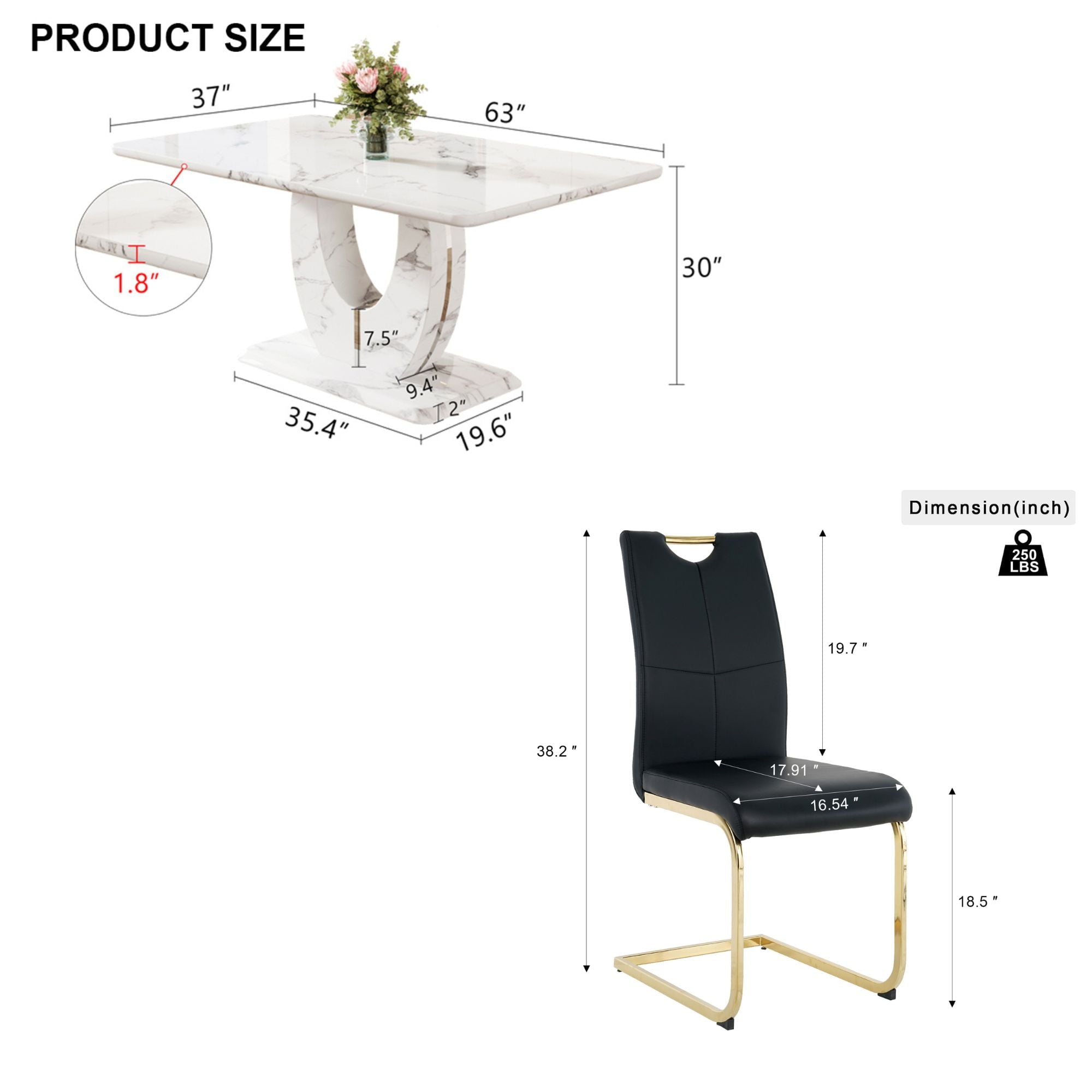 63 Modern White Rectangle Faux Marble Dining Table Room Sets for 4,Dining Table with 4 Velvet Dining Chairs,White Table and 4 Gray Chairs with Silver Leg
