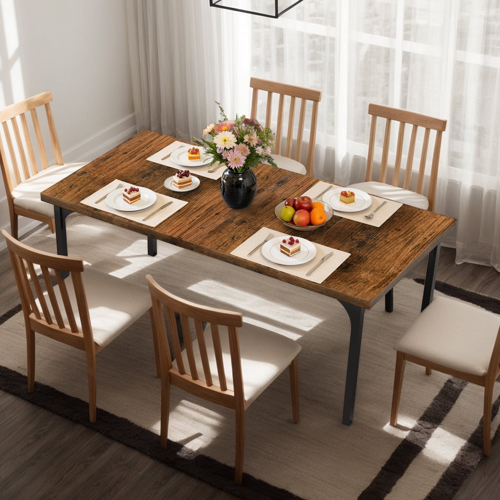 Ktaxon 70.8 Dining Table for 6~8, Farmhouse Kitchen Table Large Rectangle Dinner Table for Home, Dining Room, Kitchen, Brown